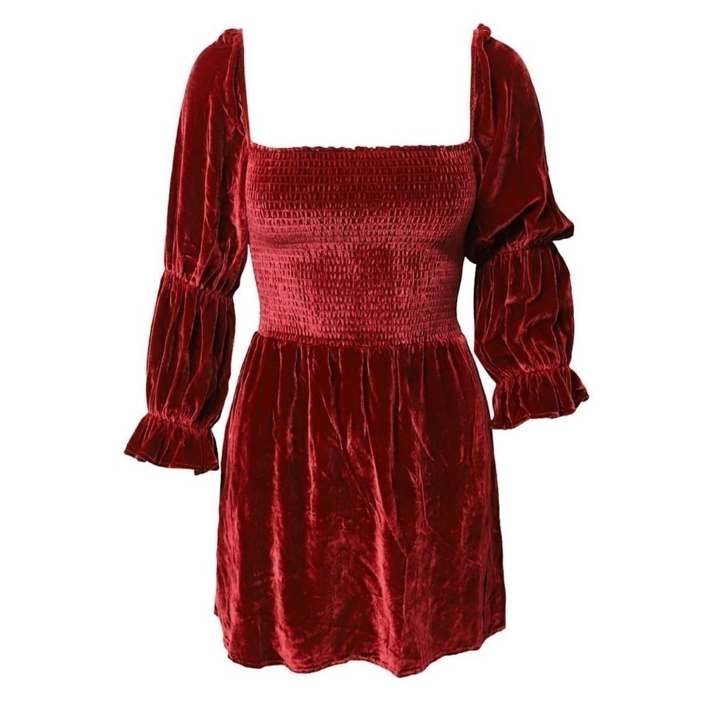 NWT Reformation Albi Velvet Dress in Crimson Red Large